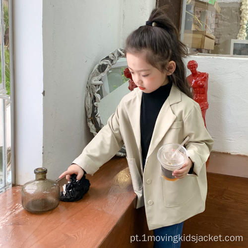 Jaqueta de terno de cor sólida para meninas outono